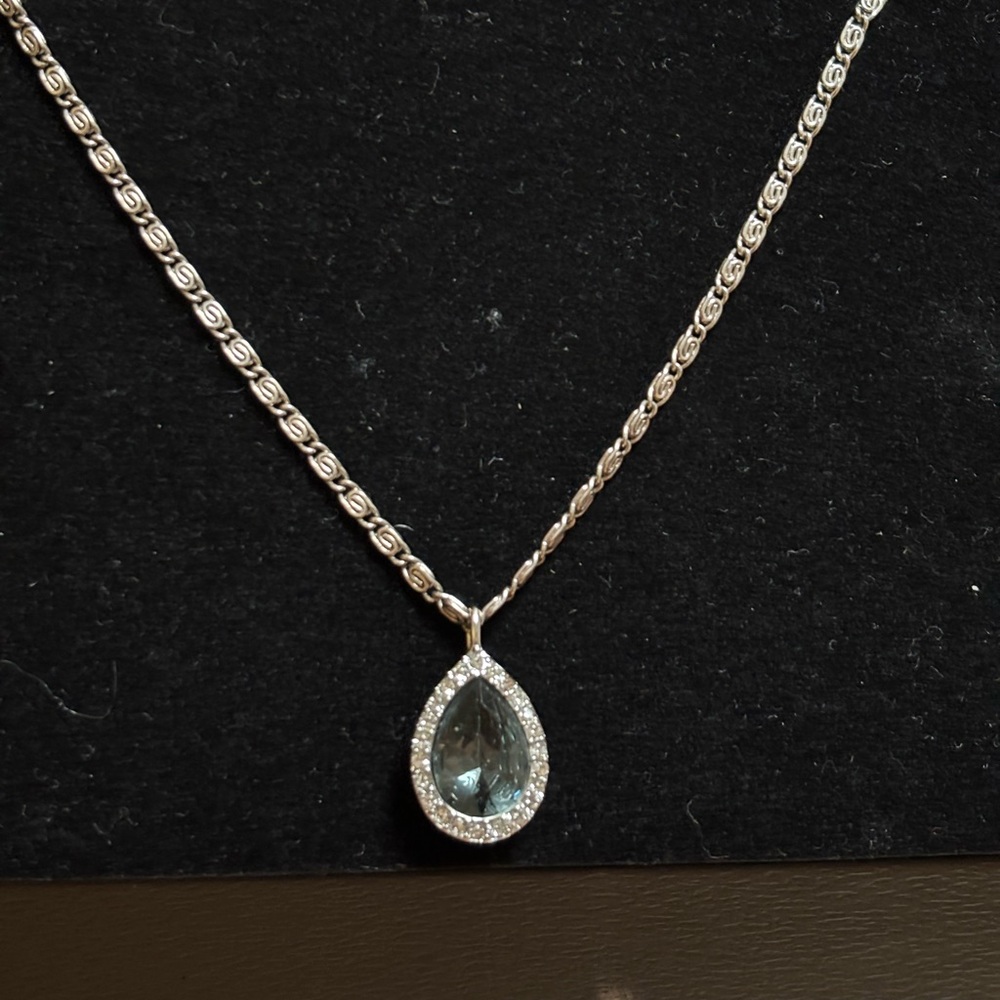 Givenchy Silver Necklace with Blue Pendant And Earrings